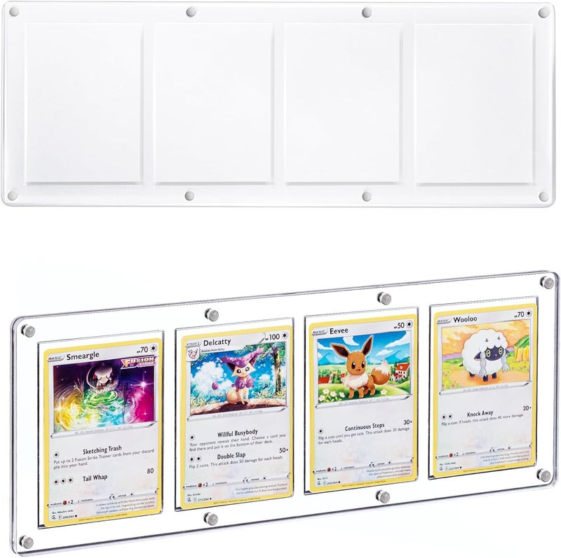 Wigearss 4 Slots 35-75PT Universal Magnetic Acrylic Game Card Case, Baseball Card Holder, Hard Acrylic Card Cases, Card Protector, Fit for Standard Card - Image 1
